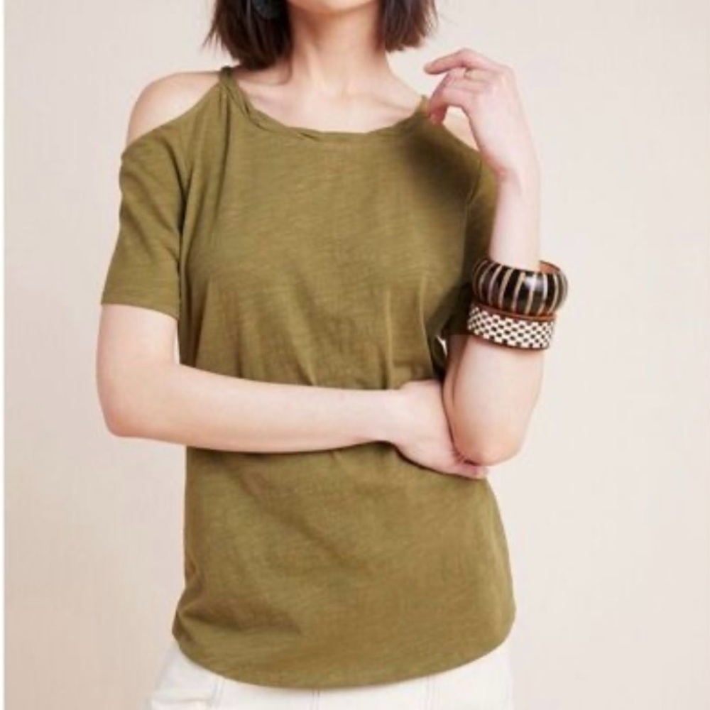 Anthropologie Maeve Turner Open-Shoulder Top Size M